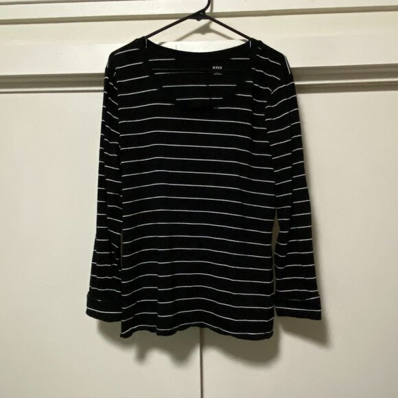 A.N.A., long sleeve black tunic w/white stripes, size XXL - Picture 1 of 9